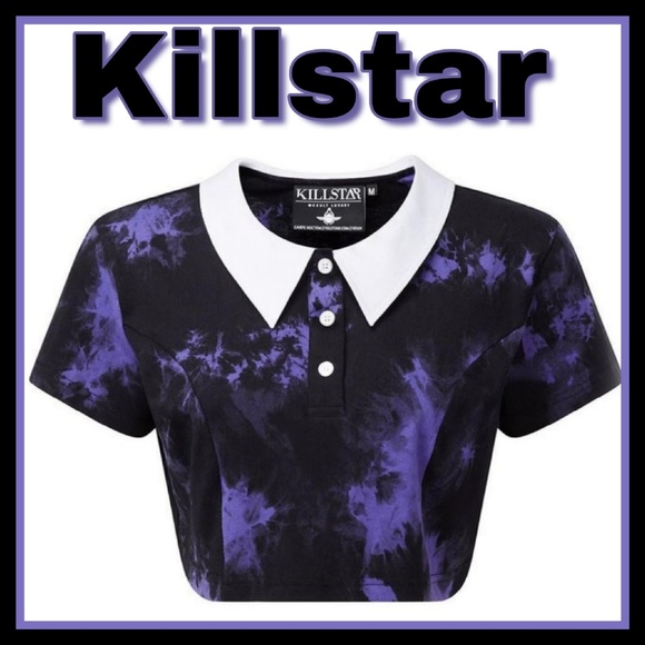 Killstar Tops - KILLSTAR Gothic Purple Dye Fast Crop Top Sz: S